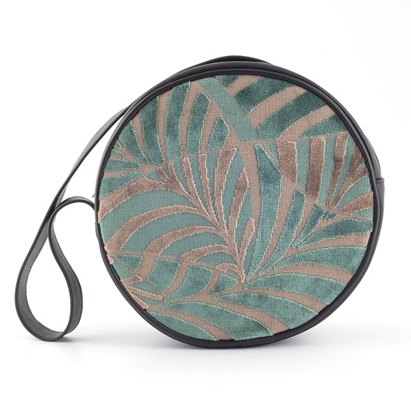 Handtas Rondeau Palm Zeegroen - Zwart Leer