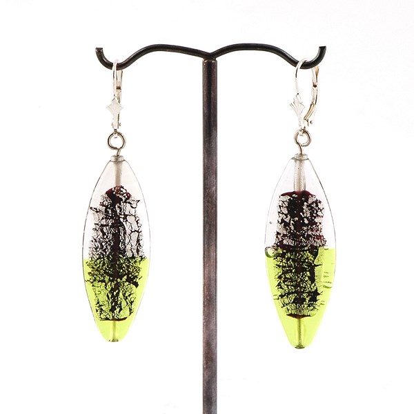Oorbellen Midnight Leaf Peridot/Zilver