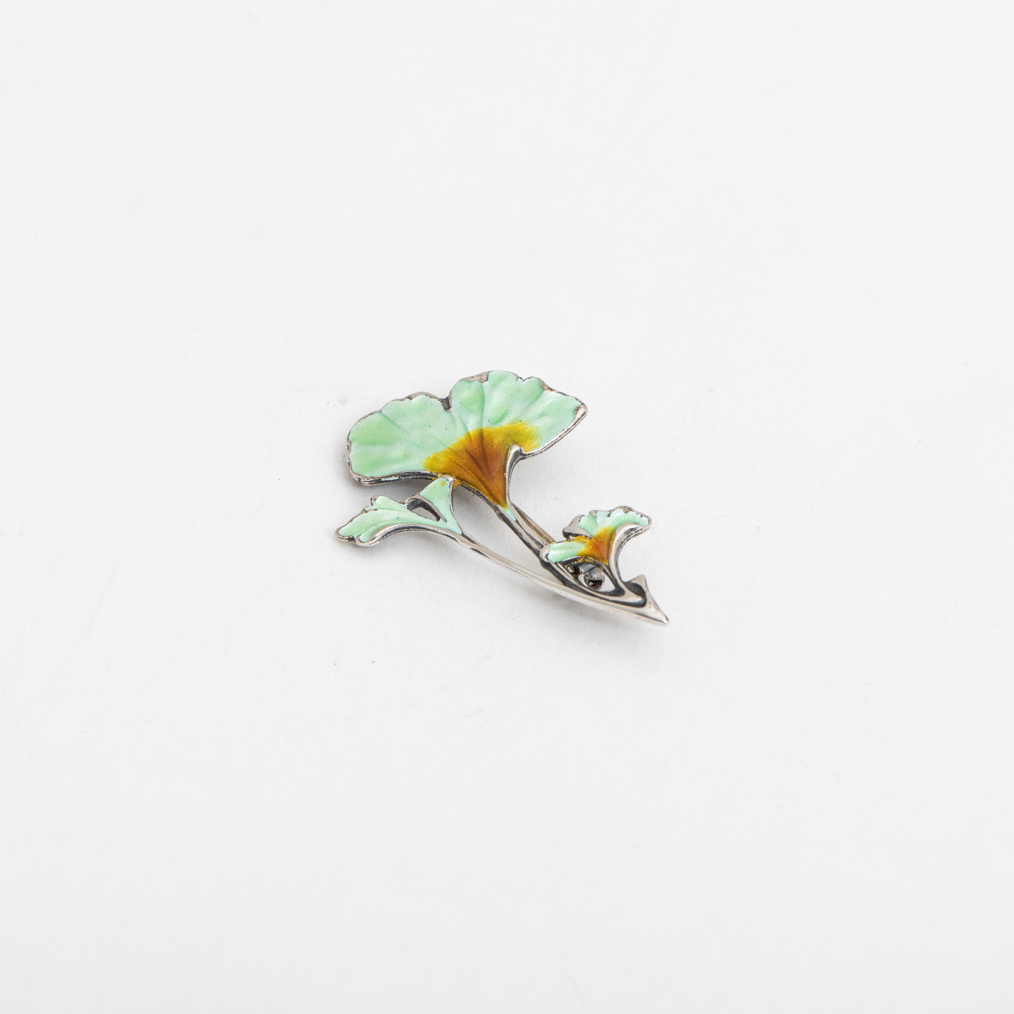 Ginkgo Emaille Broche/Hanger