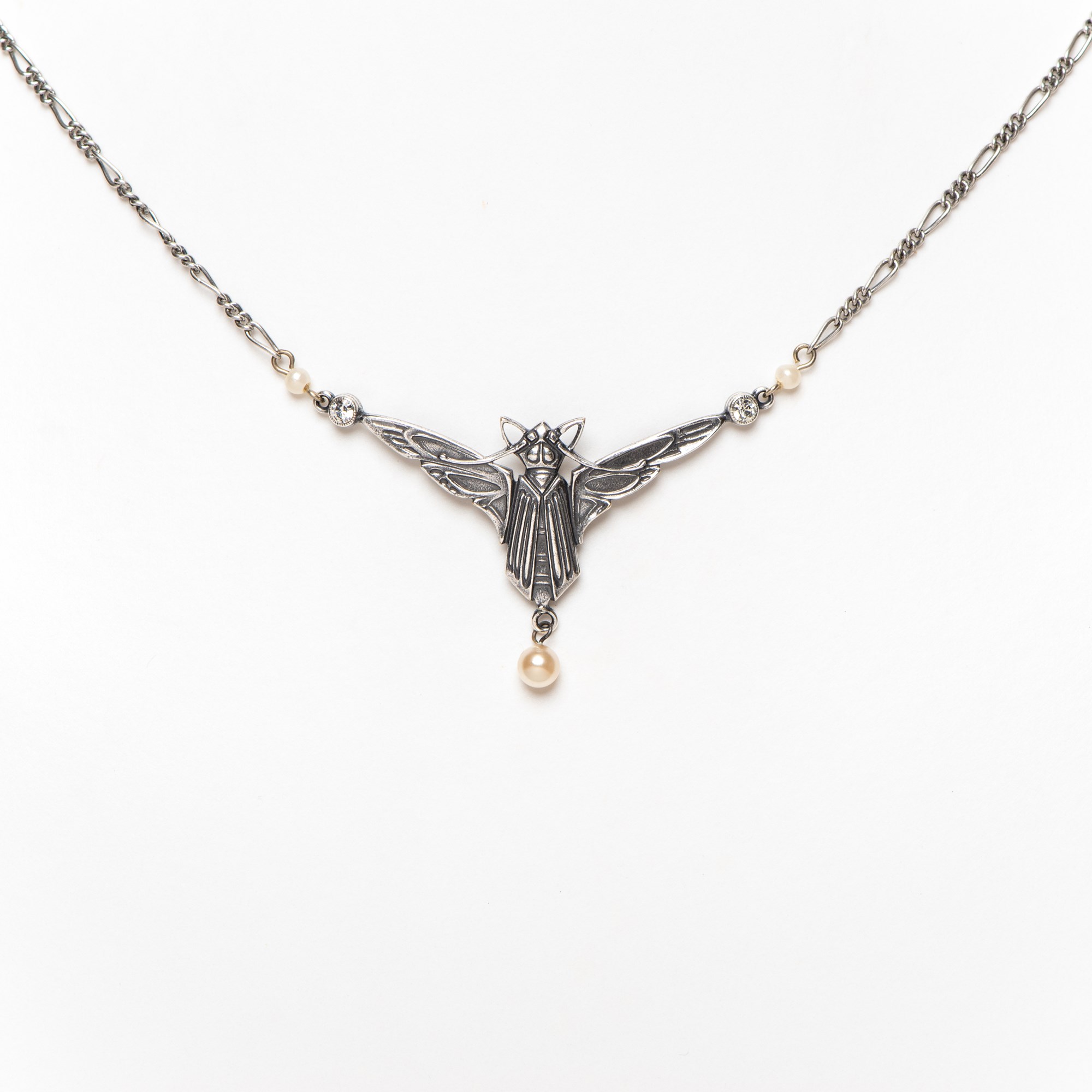 Jugendstil Collier Vleermuis Zilver