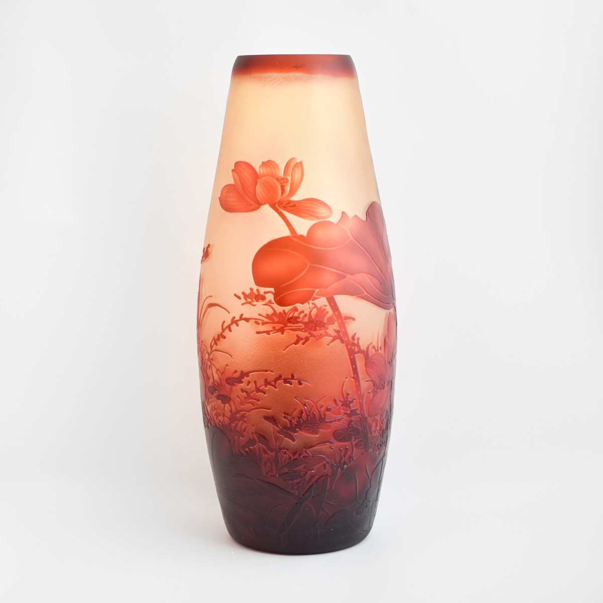Glazen Vaas Libelle en Lotus