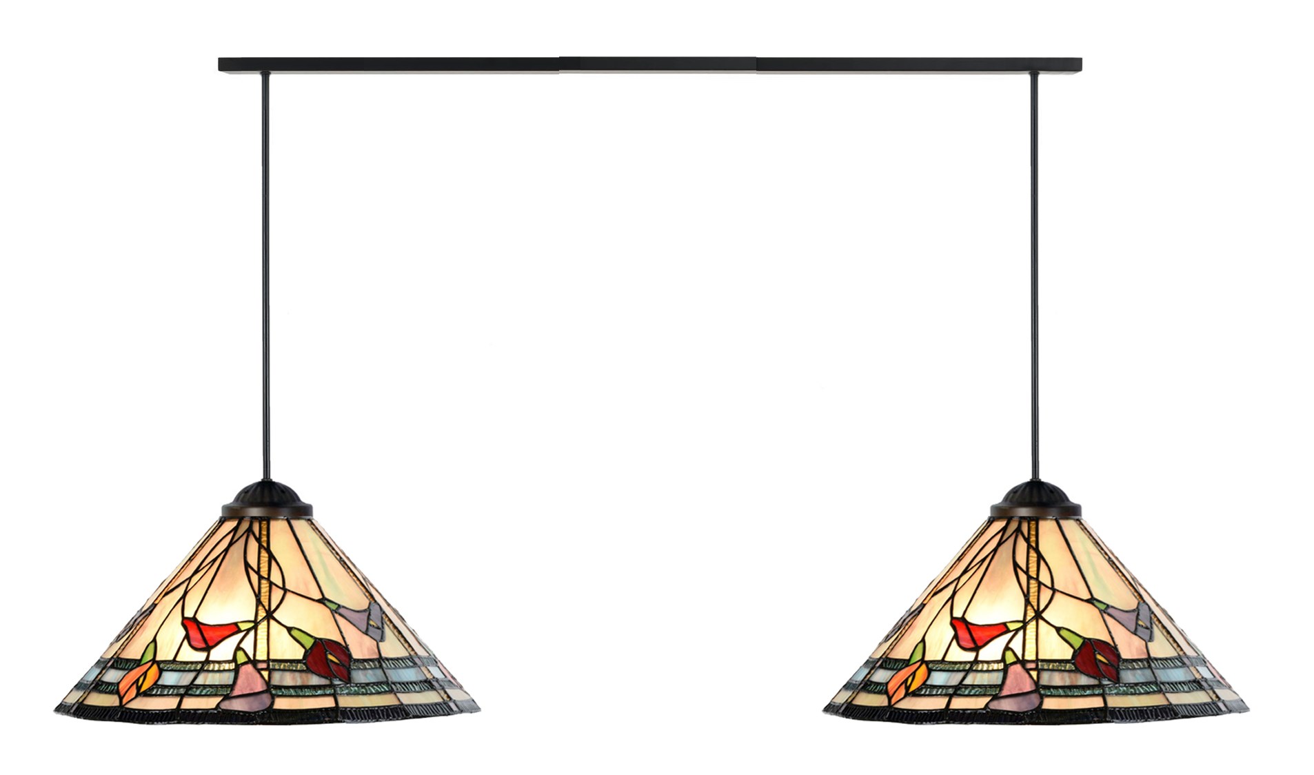 2 x Tiffany Calla met Pendant aan plafondbalk
