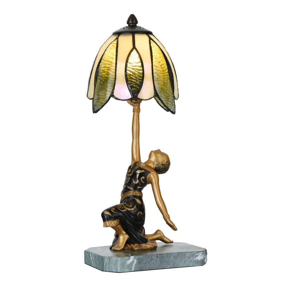 Tiffany tafellamp Golden Art Deco Lady