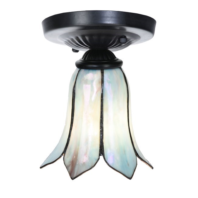 Tiffany plafonnière zwart met Gentian Blue aan