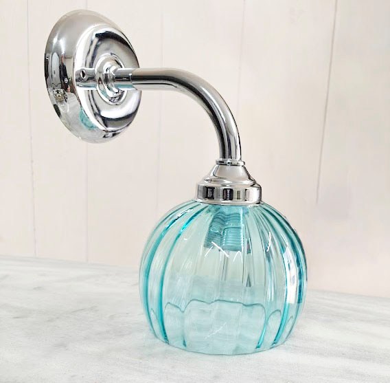 Wandlamp Calabash Blue Ø 13 Curve Chroom