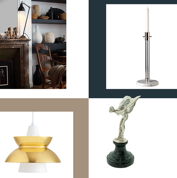 La Lampe Gras Tafellamp Bernard, Kandelaar Balance Glas/Marmer, Louis Poulsen Doo-Wop Hanglamp, Sculptuur Girl with Wings Zilver